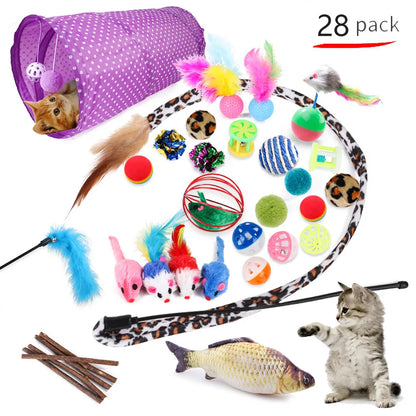 Cat Toy Mouse Shape Ball Foldable Cats Play Tunnel Chat Funny Cat Tent Simulation Fish Combination Set Kitten Supplie Accessorie