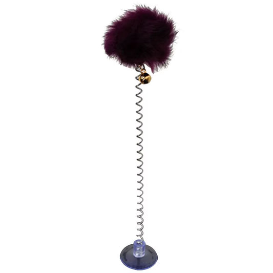 1Pc Cat Teaser Toy Interactive Plush Cat Spring Wand Kitten Toy Ball with Sucker Bell Pet Supplies Pet Accessories