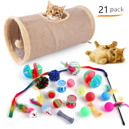 Cat Toy Mouse Shape Ball Foldable Cats Play Tunnel Chat Funny Cat Tent Simulation Fish Combination Set Kitten Supplie Accessorie